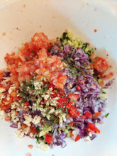 Load image into Gallery viewer, Chopped slsa ingredients ready for fermenting
